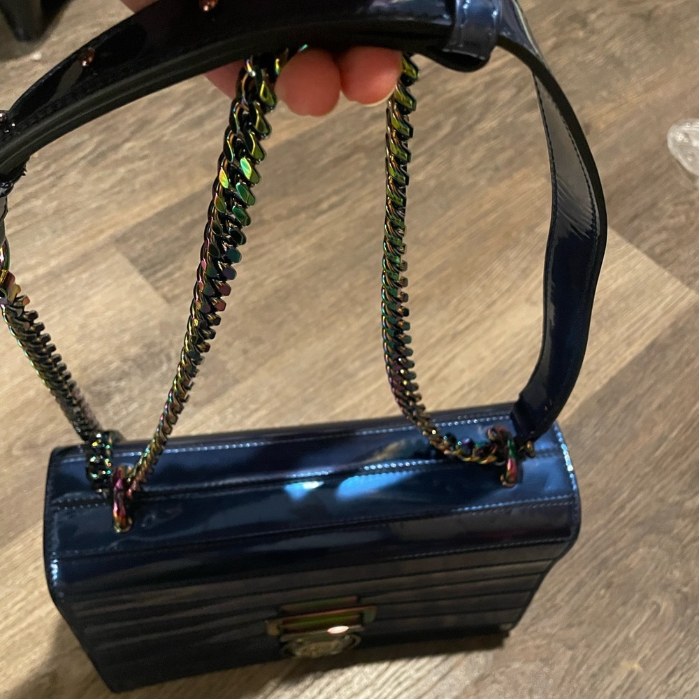 Balmain Navy Patent Quilted Crossbody with Iridescent Hardware - Picture 4 of 10
